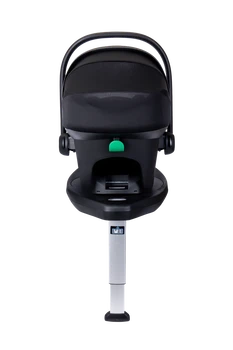 Rückansicht der MOON Babyschale LOLA auf der 360° IQ-Isofix Base mit geschlossenem Sonnenverdeck