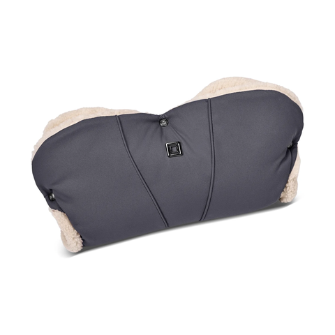 MOON Handmuff in graphite für den Kinderwagen-Schieber, mit Teddyfell