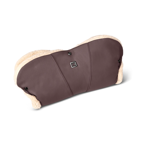 MOON Handmuff in tonka für den Kinderwagen-Schieber, mit Teddyfell
