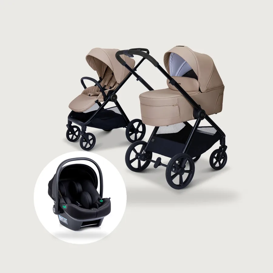 MOON Kinderwagen STYLO in Sand als Set mit Babyschale LOLA
